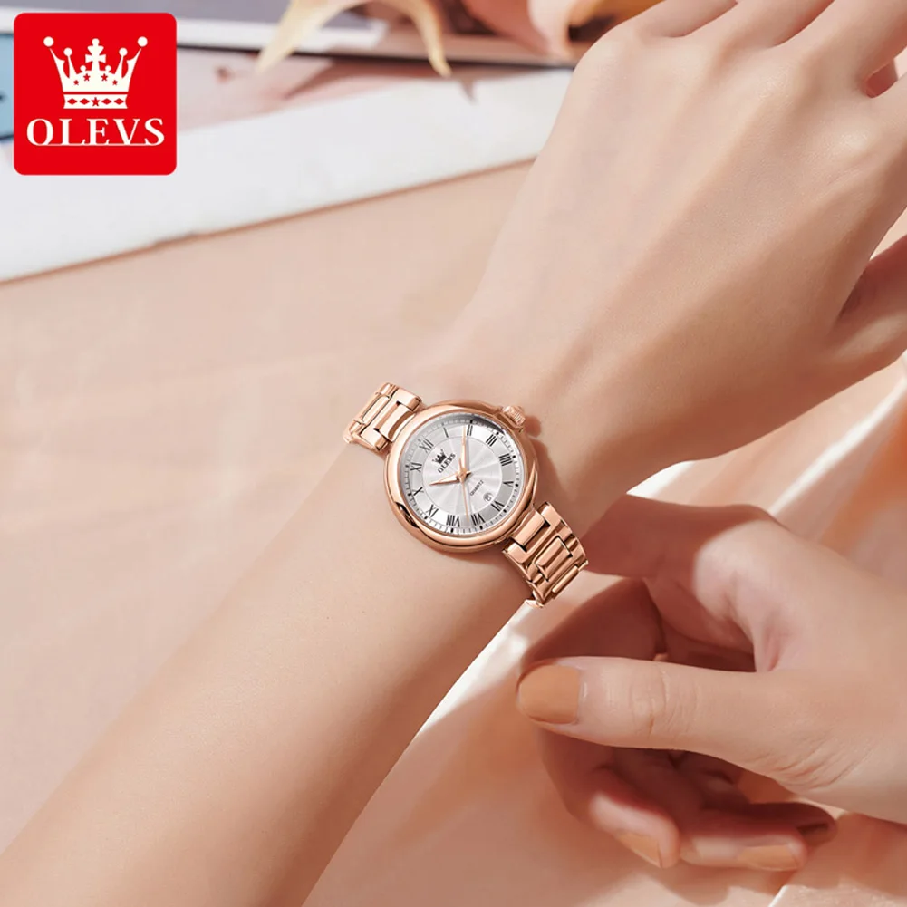 OLEVS Women\'s Watches Elegnat Fashion Original Quartz Wristwatch Waterproof Luminous Date Watch for Lady Trend Casual 2024 New