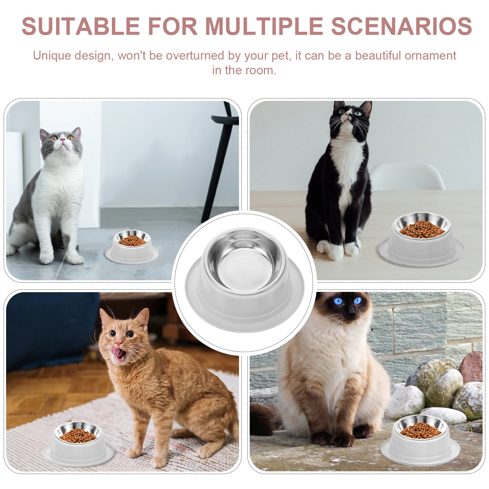 

Anti-Slip Pet Feeding Bowl Stainless Steel Cat Dog Food Water Bowl Safe Eco-Friendly Design Grey Pet Feeder Dog Feeder
