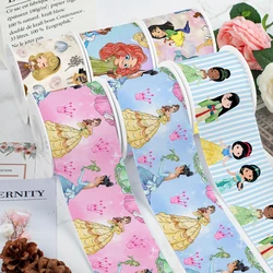 Disney Cartoon Beauty Princess Printing Grosgrain Ribbon 5Yards for DIY Hair Bows Merry Party Dec Meterials