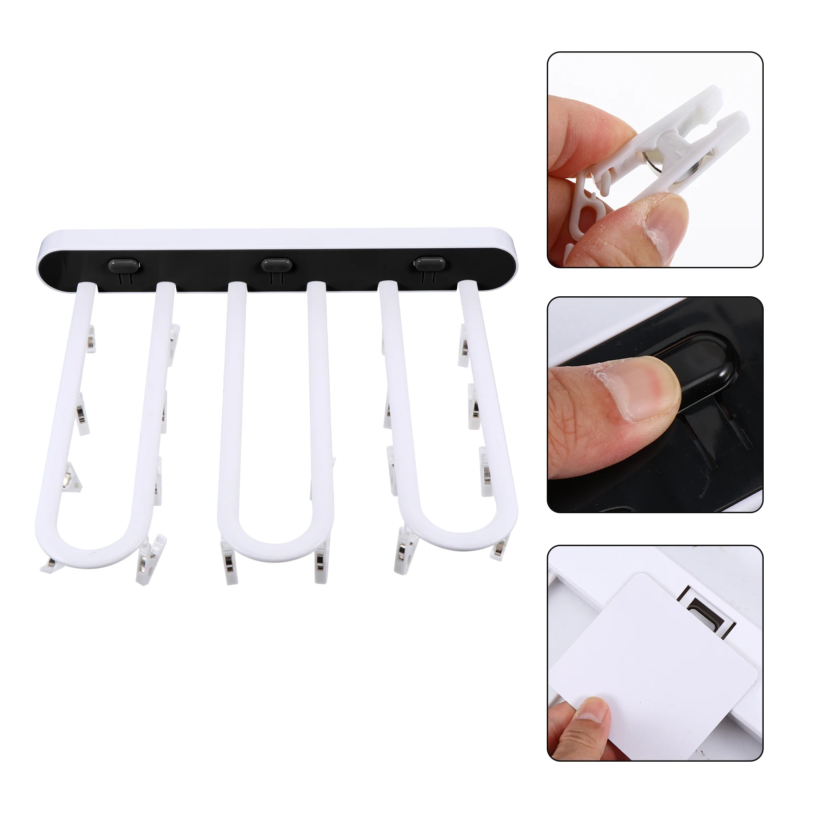 

Collapsible Hanger Drying Rack Multi Purpose Socks Storage Black Windproof Clips Portable Travel Clothes Underwear Wall Mount PP