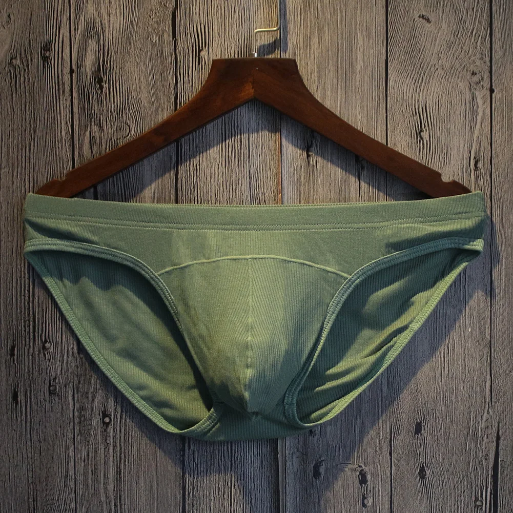 1 قطعة الرجال الصلبة مخطط الملمس ملخصات الملابس الداخلية تنفس U محدب الحقيبة السروال بلون مثير ملخصات M-2XL حجم كبير #4