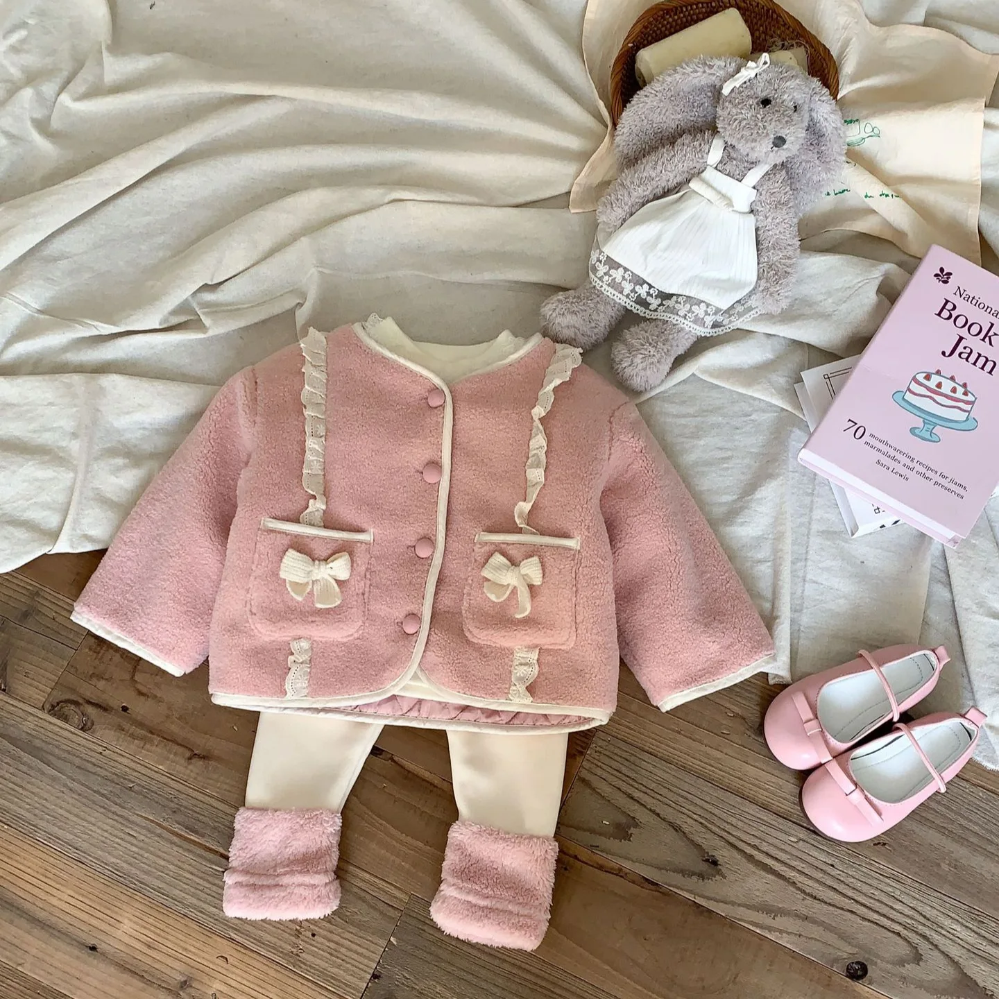 

Girls Pink Wool Coat Children 2024 New Autumn Collection Fashion Simple Casual Coat Korean Sweet Style Top Clothes Coat