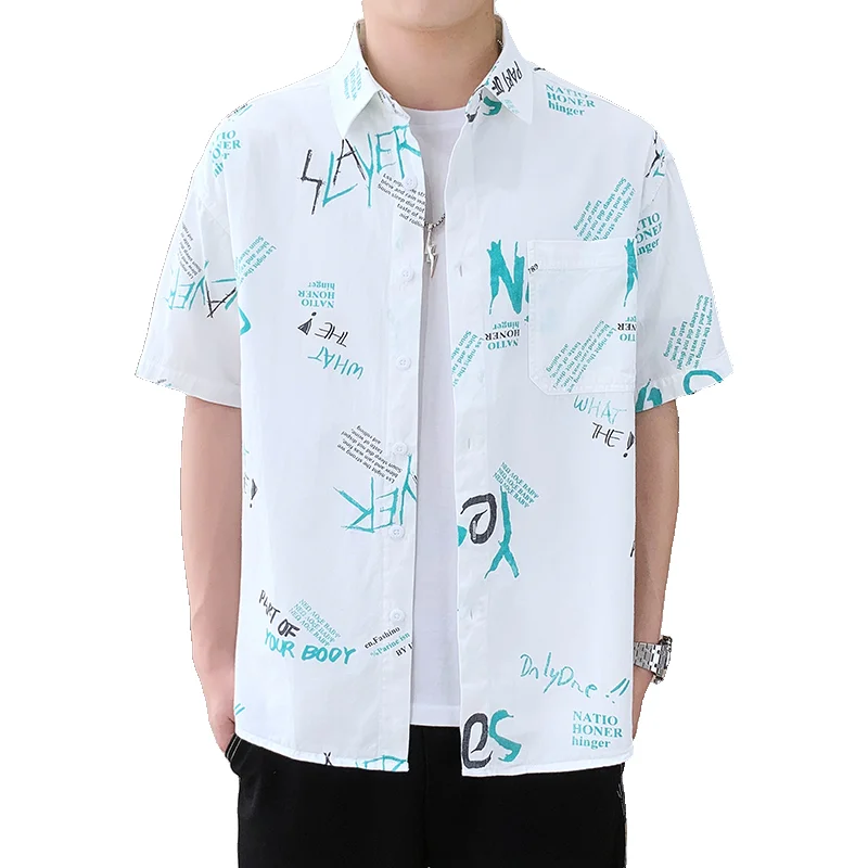 

Fashion Men Summer Breathable Cotton Blend Casual Short Sleeve Shirt Comfortable Work Commuter Urban Streetwear Versatile Top