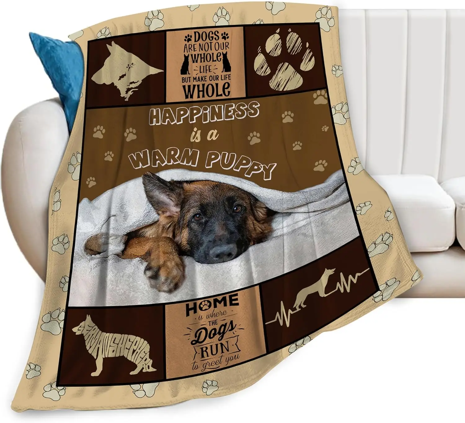 Funny German Shepherd Blanket – Super Soft Fleece Throw for Dog Lovers, Kids & Adults