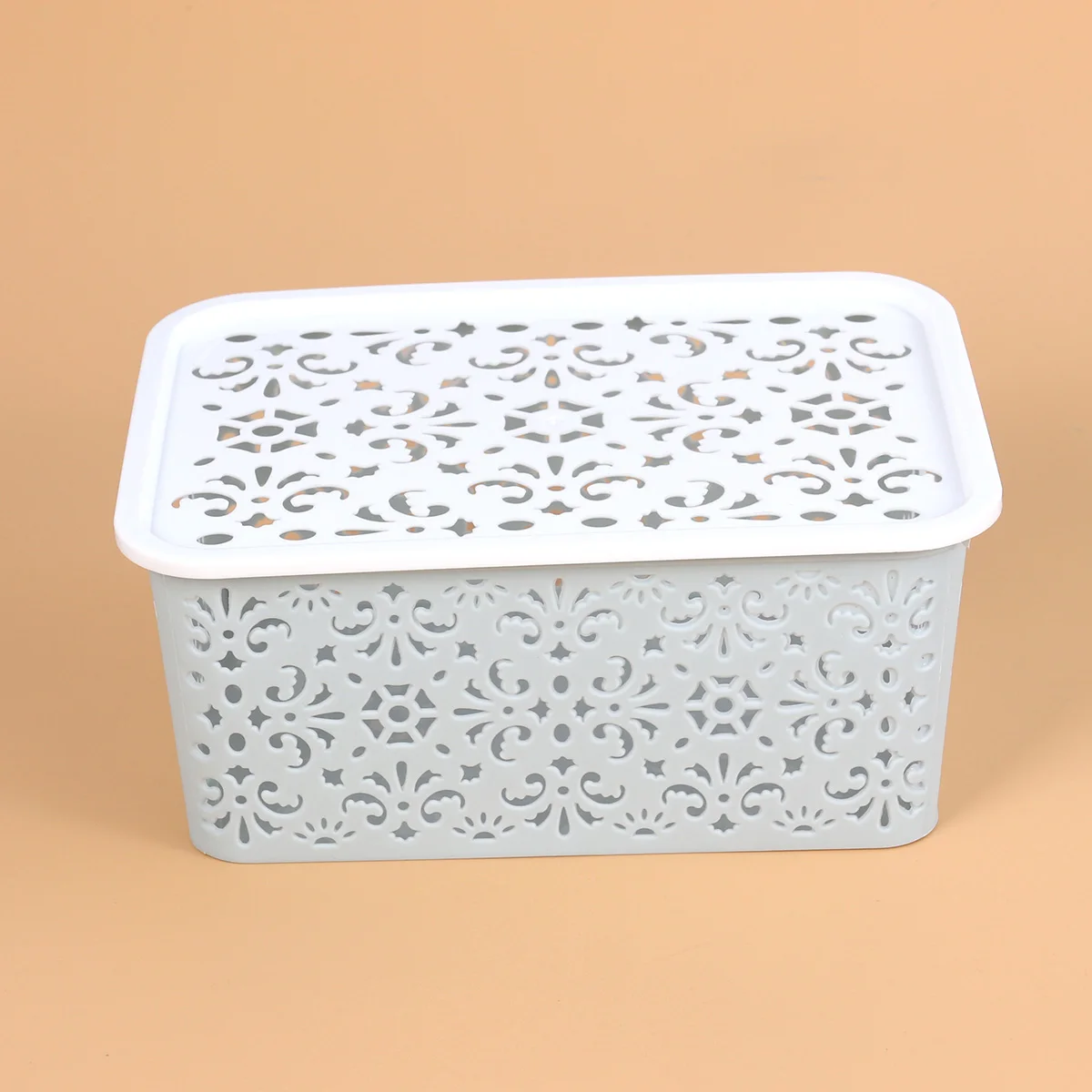

Stackable Underwater Storage Box Blue Plastic Organizer Basket Hollow Out Design PP Container for Clothes Cosmetics