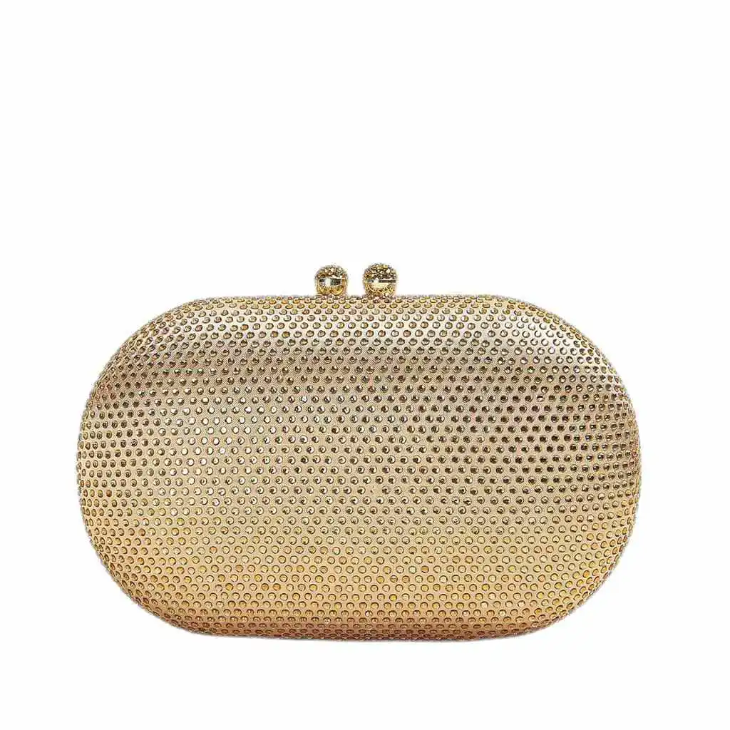 

Oval Goose Egg Clutch - Dual Metal-Accented Practical Diamond Bag for Hot Dinner Events Affordable Glitter Quilted Crossbody