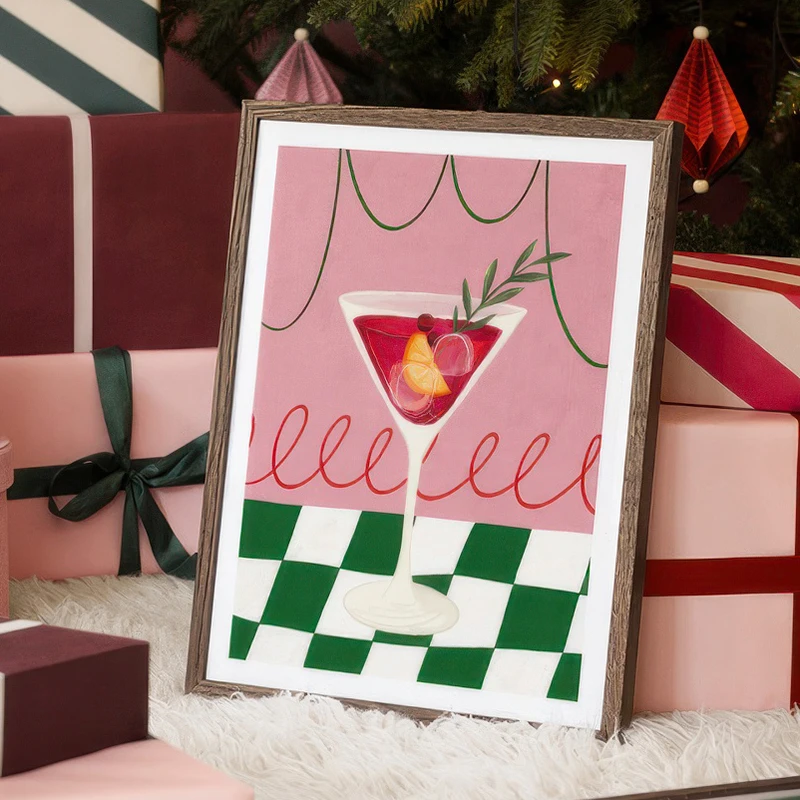 يوم عيد الميلاد شجرة البجعة عطلة شرب الفن طباعة ملصق قماش اللوحة الزخرفية صورة غرفة هدية حفلة معرض بهيجة الجدار