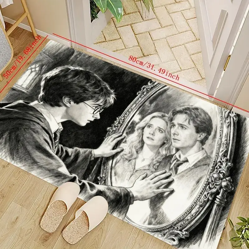 

1 шт., декоративный напольный коврик с зеркалом в стиле Гарри Поттера, винтажный коврик с рисунком лилии и Джеймса Поттера для гостиной Be