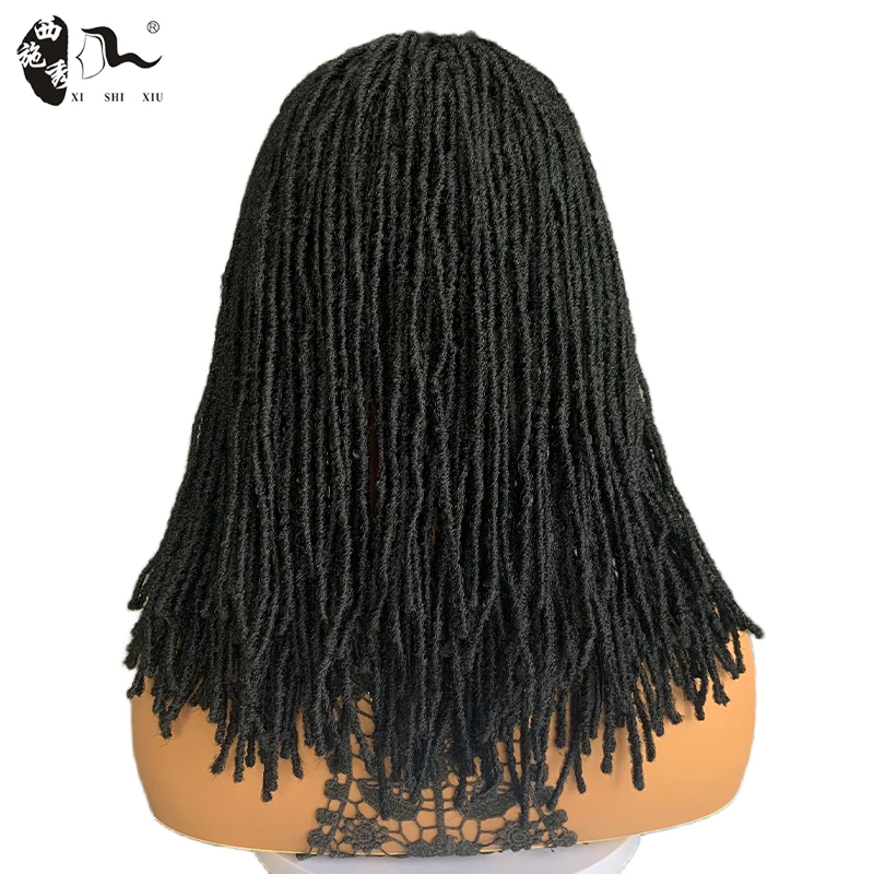 14 "Korte Gevlochten Pruik Voor Zwarte Vrouwen Full Lace Dreadlock Pruik Met Baby Haar Pre-Tokkel Faux Locs Pruik Synthetische Twist Vlecht Pruik