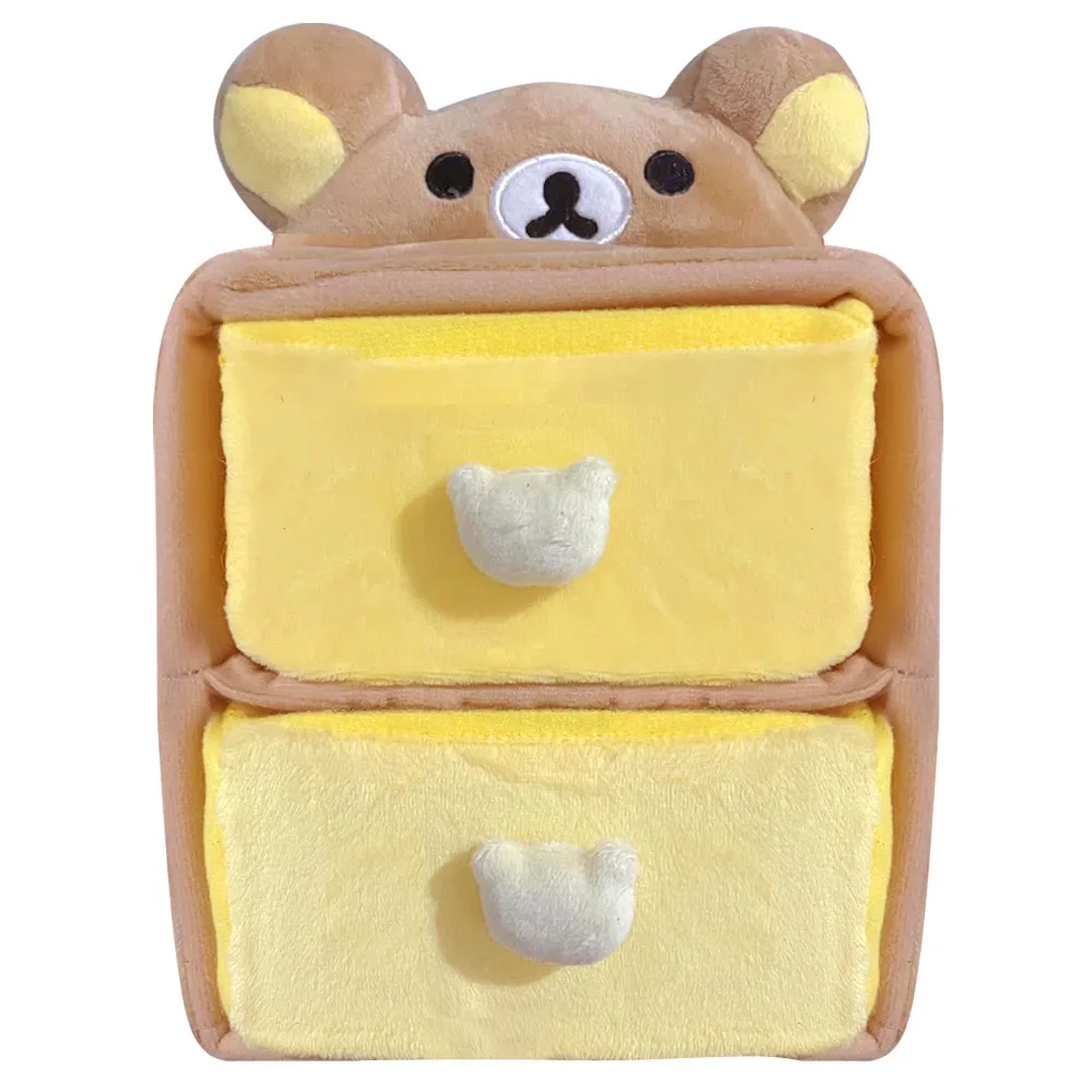 

Cute Rilakkuma Bear Plush Desktop Storage Drawer Box Stuffed Cosmetic Case Container Make Up Makeup For Women Girls Home