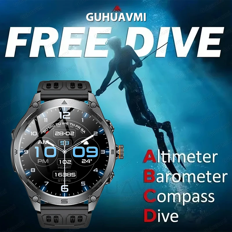 

2025 New 30 meter Diving Outdoor Military Sports Smart Watch Compass Altimeter Barometer LED Flashlight Smart Bracelet for Men