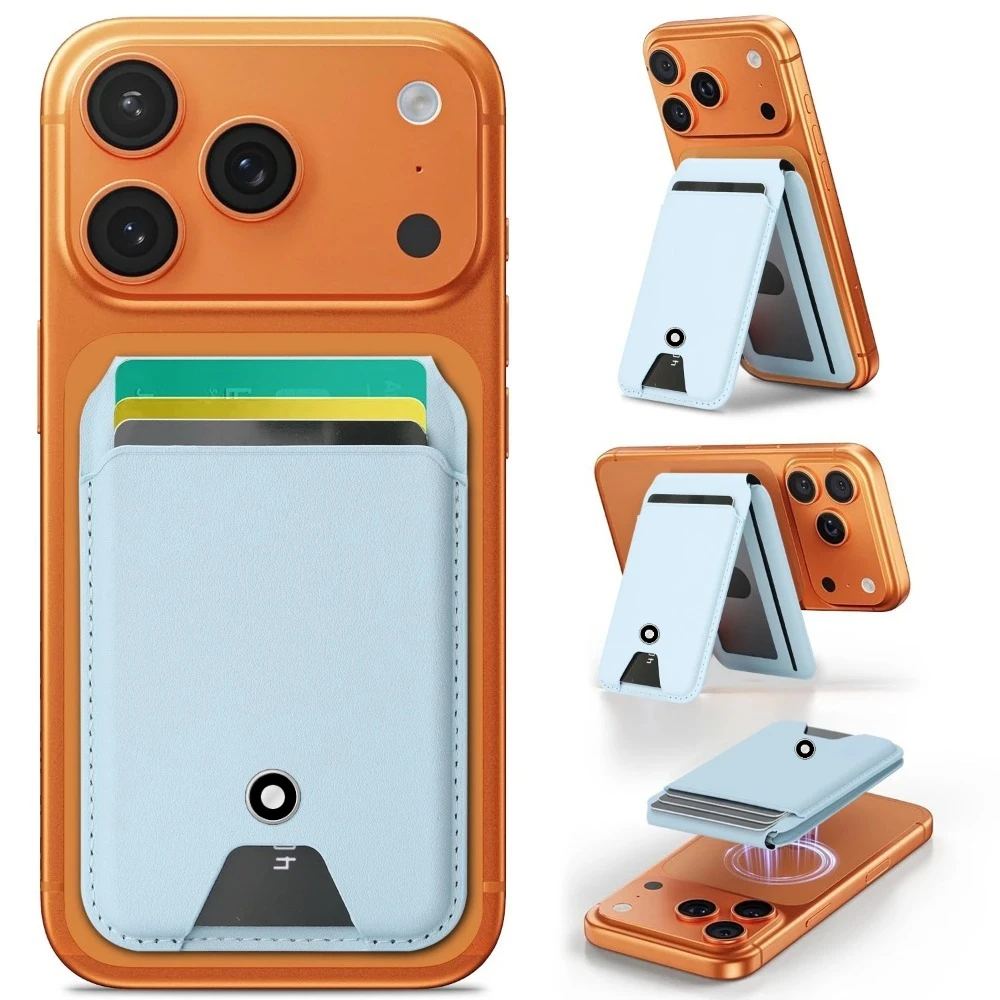 High End Business Sle Magnetic Leather Cards Bag for Iphone17 16 15 14 13 12 Samsung Xiaomi Google Phone Kickstand Card Holder view 6