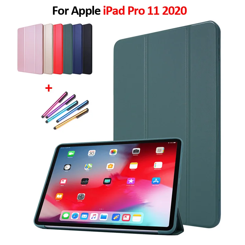 Tri-Fold PU Leather Tablet For Funda iPad Pro 2020 Case 11Inch Soft Back Stand Smart Folio Cover For Coque iPad Pro 11 2020 Case