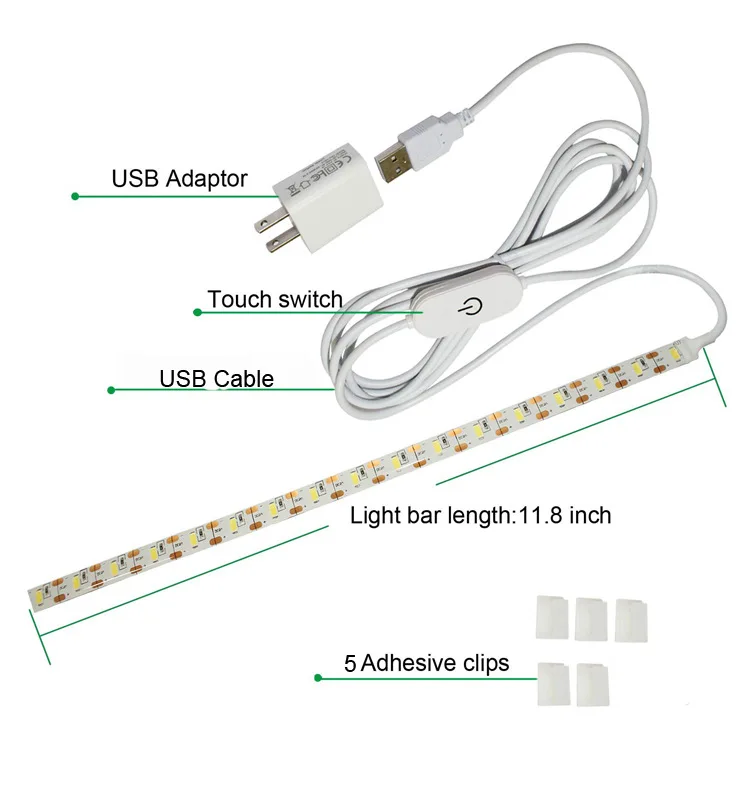 Sewing Machine LED Light Strip flexible neon 5V USB ice tape Cold 30cm Industrial Machine Working LED Lights With touch switch