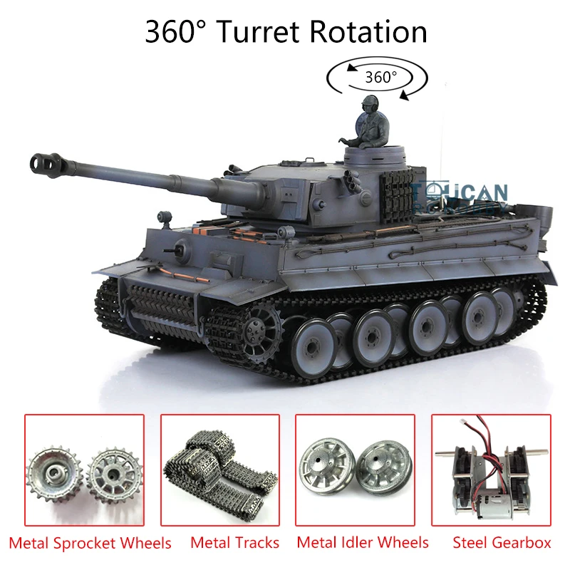 1/16 HENG LONG 7.0 Metal Tiger I RC Tank 3818 W/ 360 Turret Remote Control Car RC Panzer for Toys TH17254-SMT4