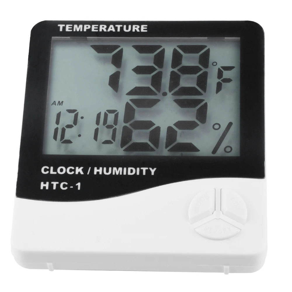 HTC-1 LCD Electronic Digital Temperature Humidity Meter Home Thermometer Hygrometer Indoor Outdoor Weather Station Clock