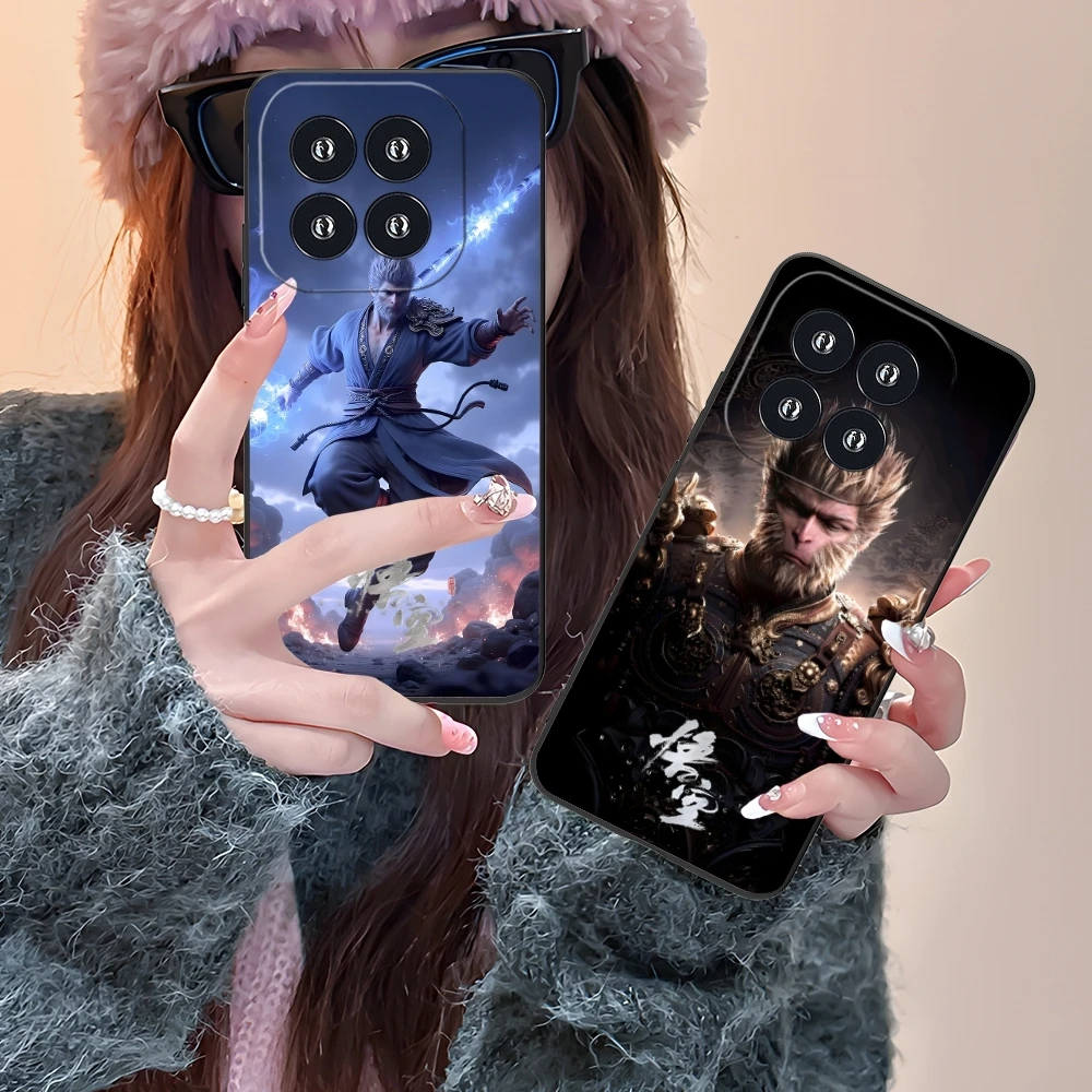 Black Myth Wukong Mobile Cell Phone Case for Xiaomi 14 13 12 11 10 9 T Ultra Lite Pro S SE X 5G Black Soft Phone Cover Shell image 4