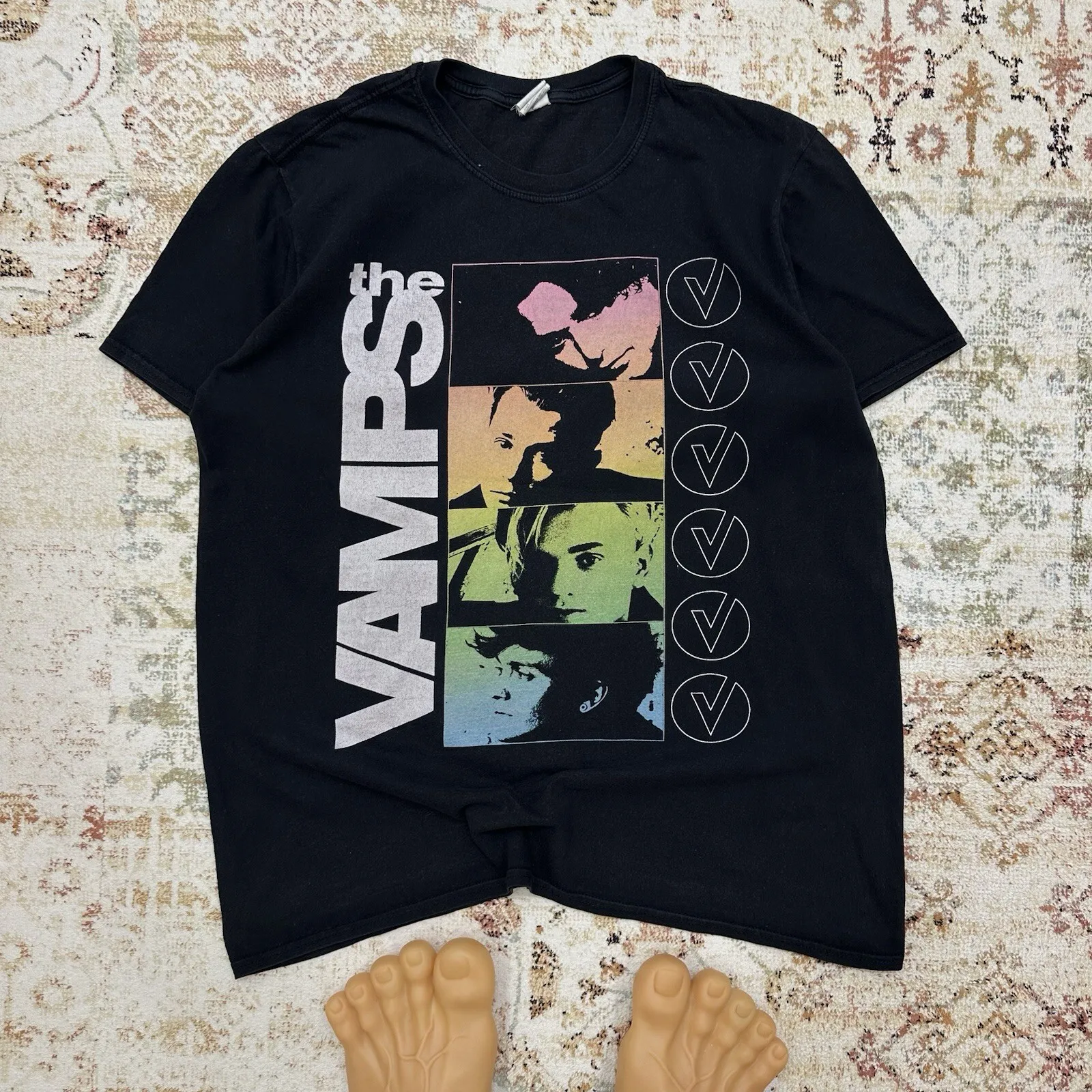 Винтажные футболки The Vamps Y2K Style USA 00s с большим логотипом Band Rock GRUNGE FIT