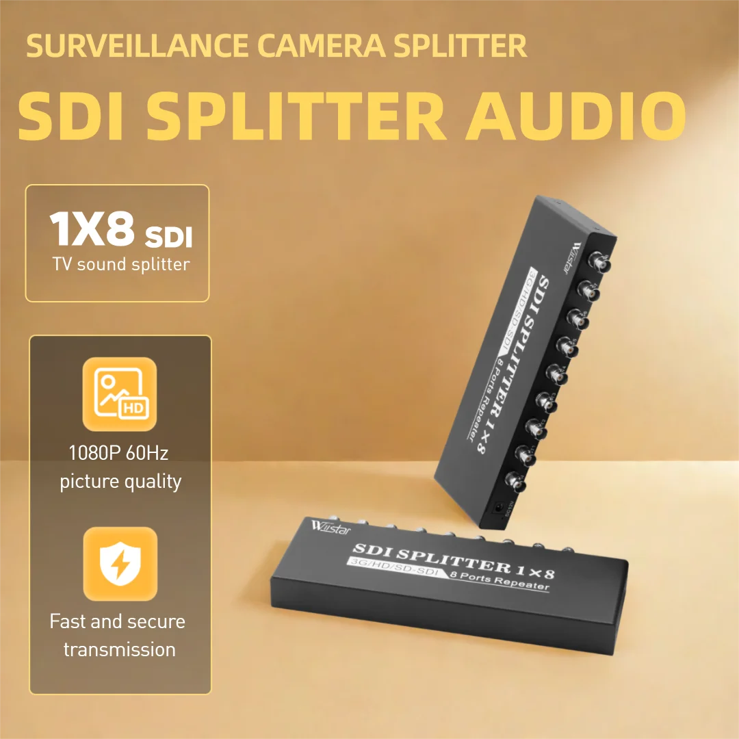 

Wiistar SDI Camera Splitter 1 in 8 Out Supports SD/HD/3G-SDI Repeater Extender with Power Adapter Distributor for Monitor
