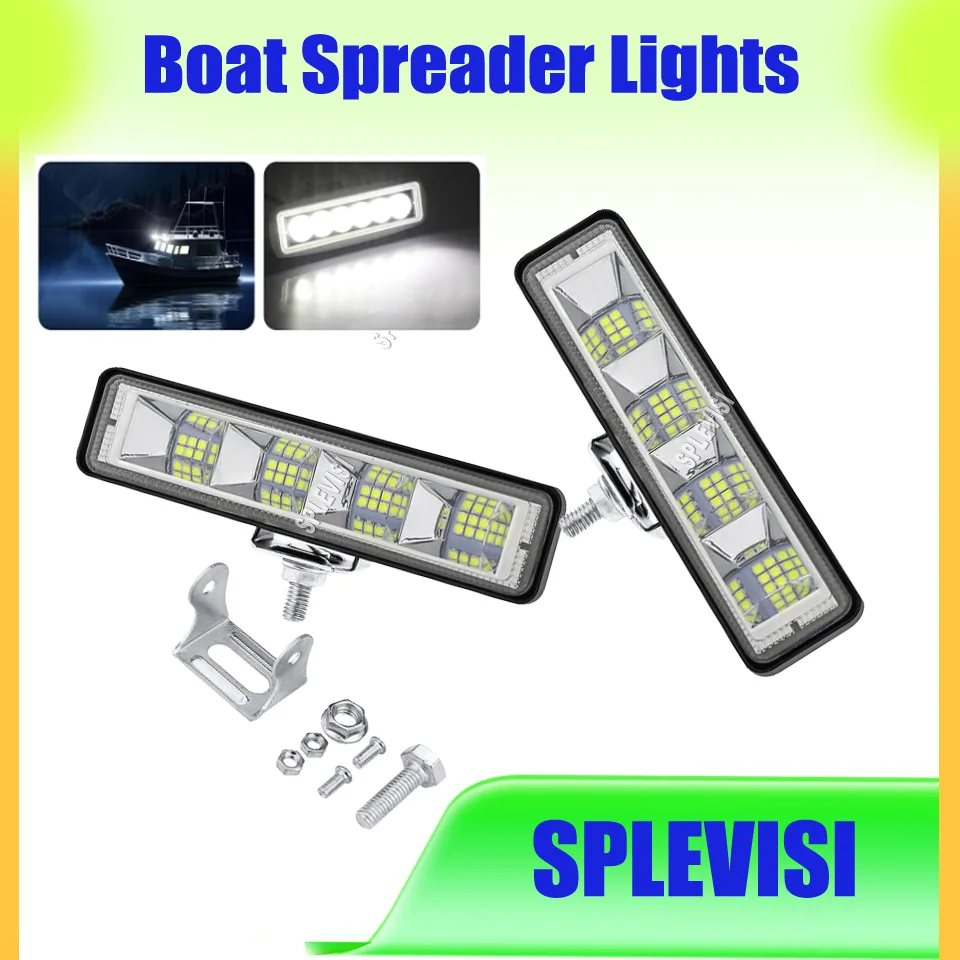 

Waterproof Led Boat Lights, 72W LED Spreader Lights 7200LM Flood Light,Deck Dock Marine Led Lights, (Flood Light/Black Housing)