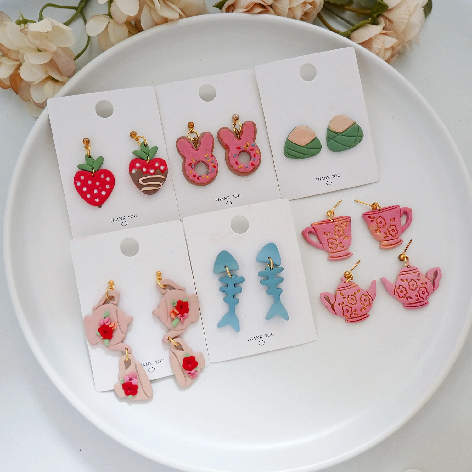 Deep Sea Handmade Studio 04Mm Cut Stberry Zongzi Fibone Soft Clay Diy Ear Decor…