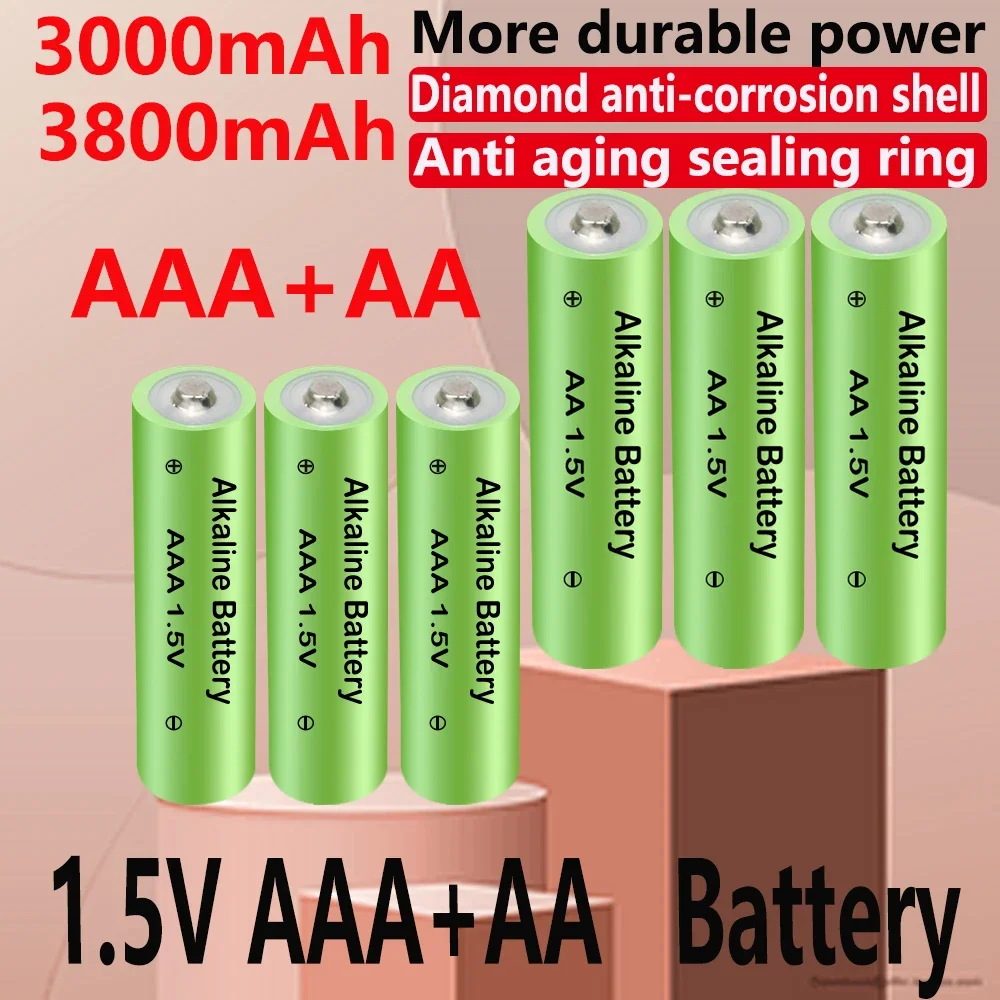 1.5V AA + AAA Alkaline Rechargeable AA Battery AAA Alkaline 3000mah 3800mAh For Torch Toys Clock MP3 Player Replace Battery