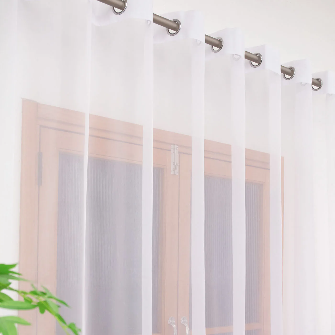 2PCS Grommet Outdoor Sheer Curtains, Light Filter Patio Drapes, Minimalist Decor For Porch Gazebo Garden, Warm Housewarming Gift