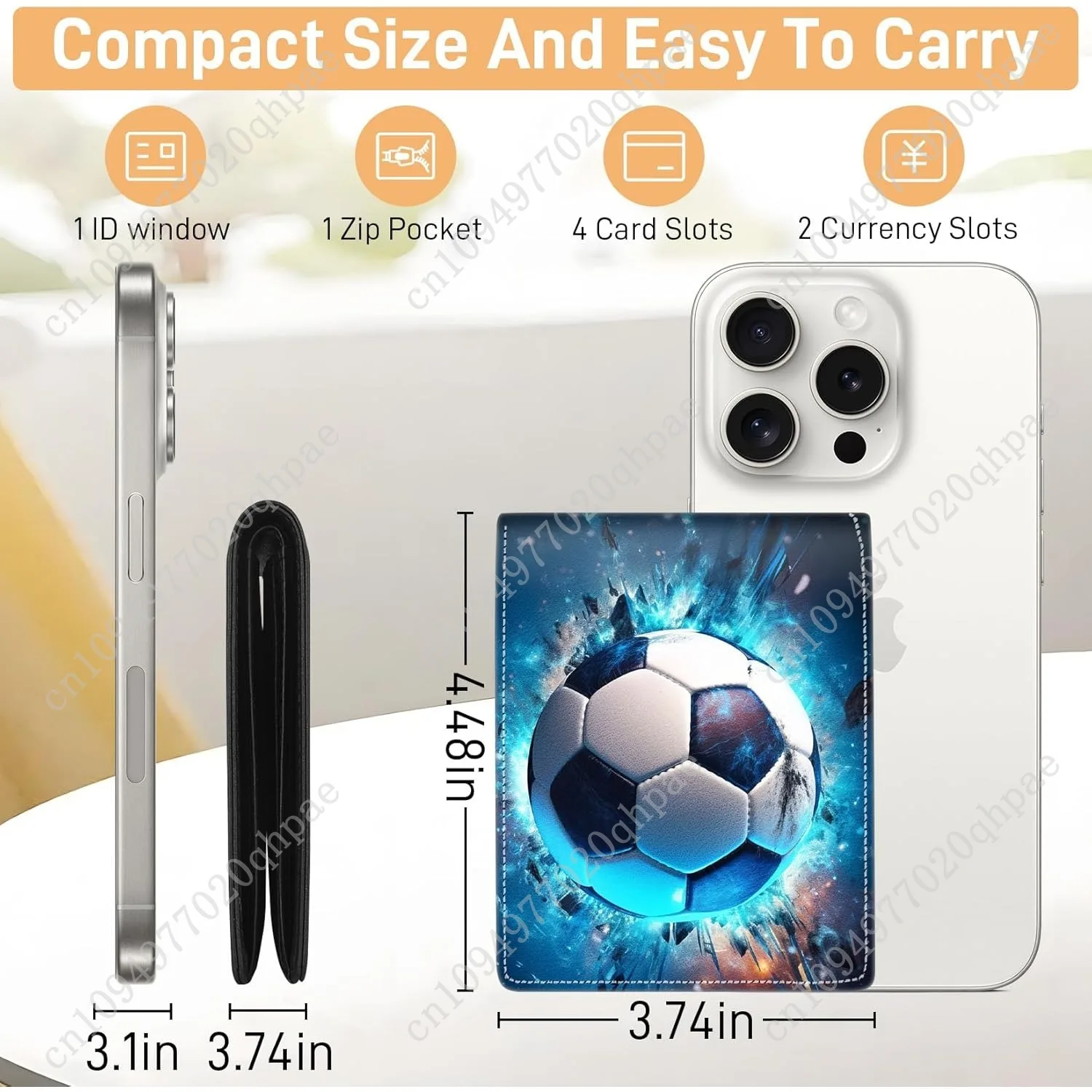 Teen Boys Wallet for Kids - Soccer Kids Wallet for Boys Leather Credit Id Card Cash Holder Rfid Blocking Zipper Cool Funny with