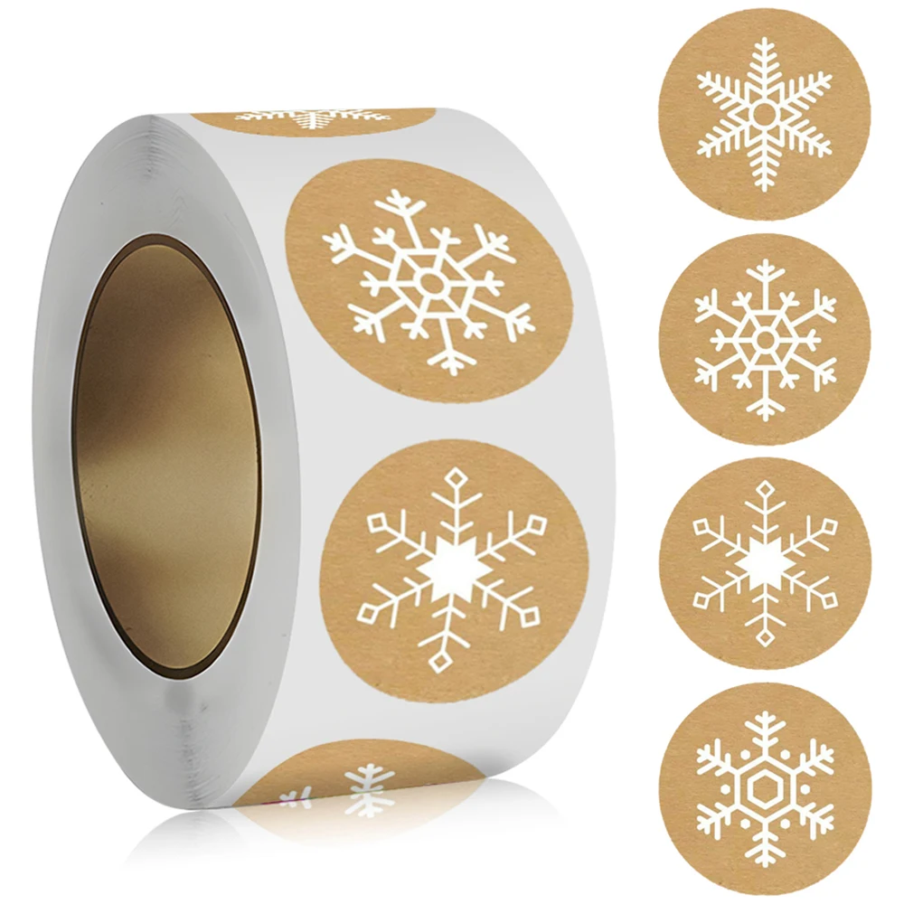 

100-500 шт. круглая праздничная наклейка nowflake из крафт-бумаги, рождественская наклейка, милая этикетка на Хэллоуин для скрапбукинга, канцелярские наклейки
