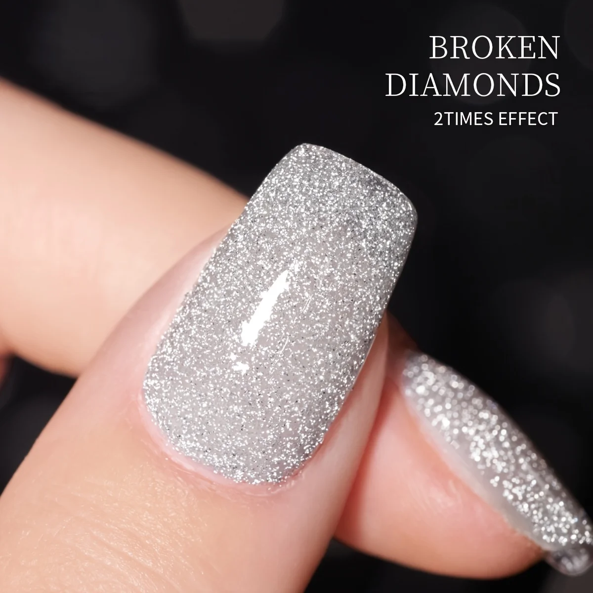 1 Stück silberner Glitzer-Gel-Nagellack mit 2-fach funkelndem Effekt, hochdichtes Glitzer-UV/LED-Nagelgel zum Einweichen