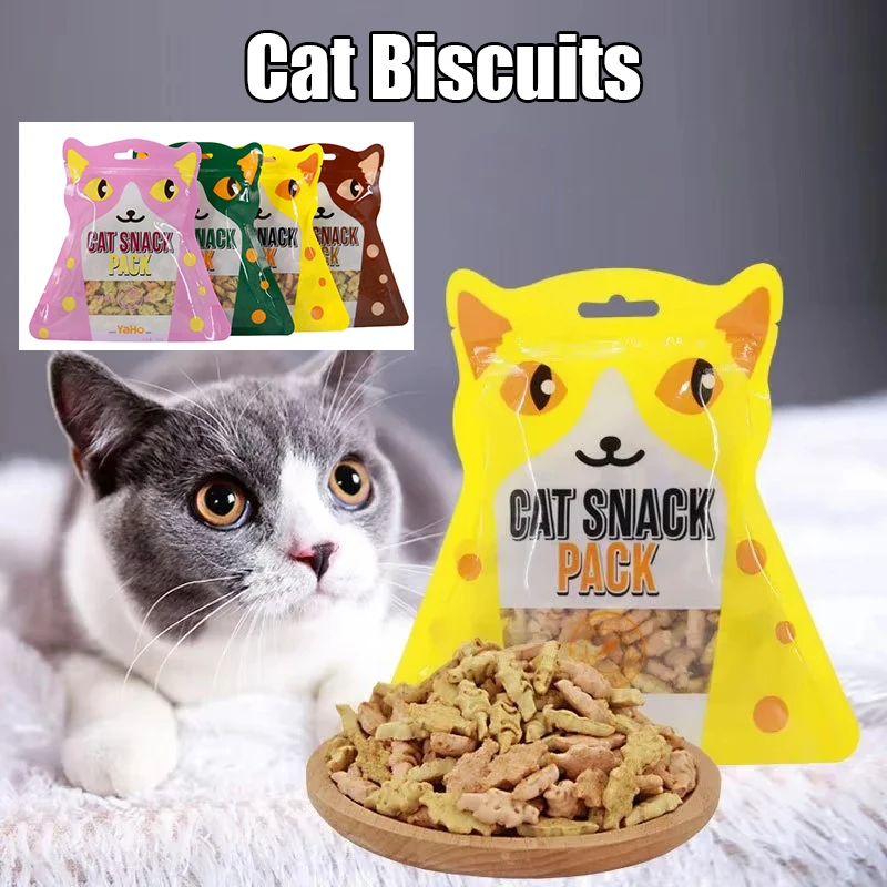 

80g Cat Biscuits Salmon Chicken Tuna Multiplicity Nutrition Health Easy To Eat Digest Crisp Tasty Catnip Cookies Pet Snacks