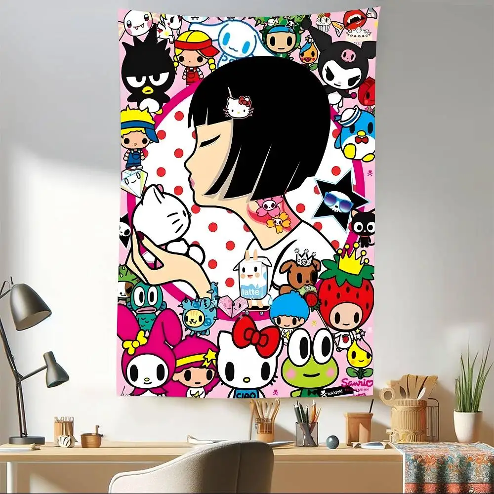 Fondo de fiesta de cumpleaños de Anime Kawaii T-Tokidoki para fotografía, decoración de cumpleaños