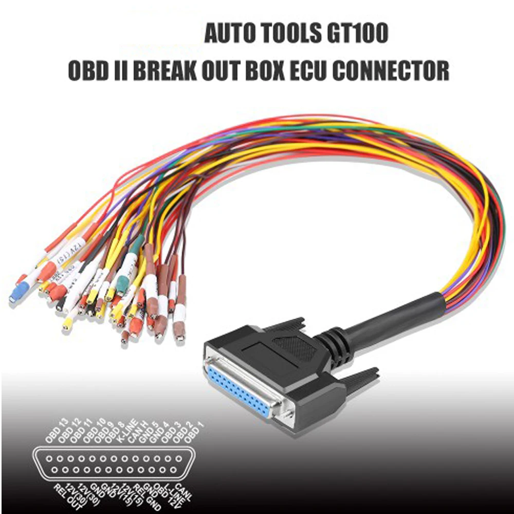 For GODIAG Colorful Jumper Cable DB25 AUTO TOOLS GT100 OBD II Break Out Box ECU Connector Jumper Cable For OBD2 GT100 CAN GND