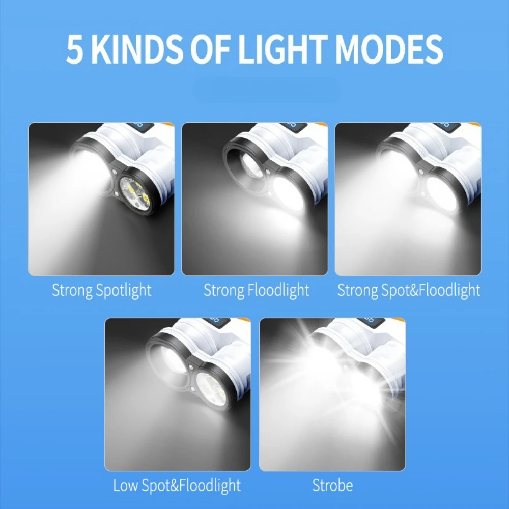 USB Rechargeable Flashlight Multifunctional COB Work Light with Fluorescent Strip 3*LED+P50 Super Bright Torch Waterproof