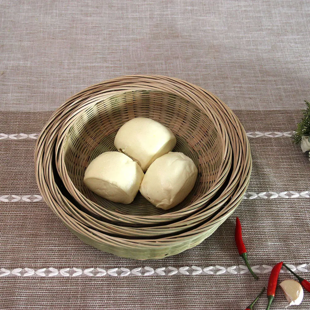 

1Pcs Bamboo Basket Handmade Woven Kitchen Vegetable Fruit Tray Lightweight Eco-Friendly Storage Basket