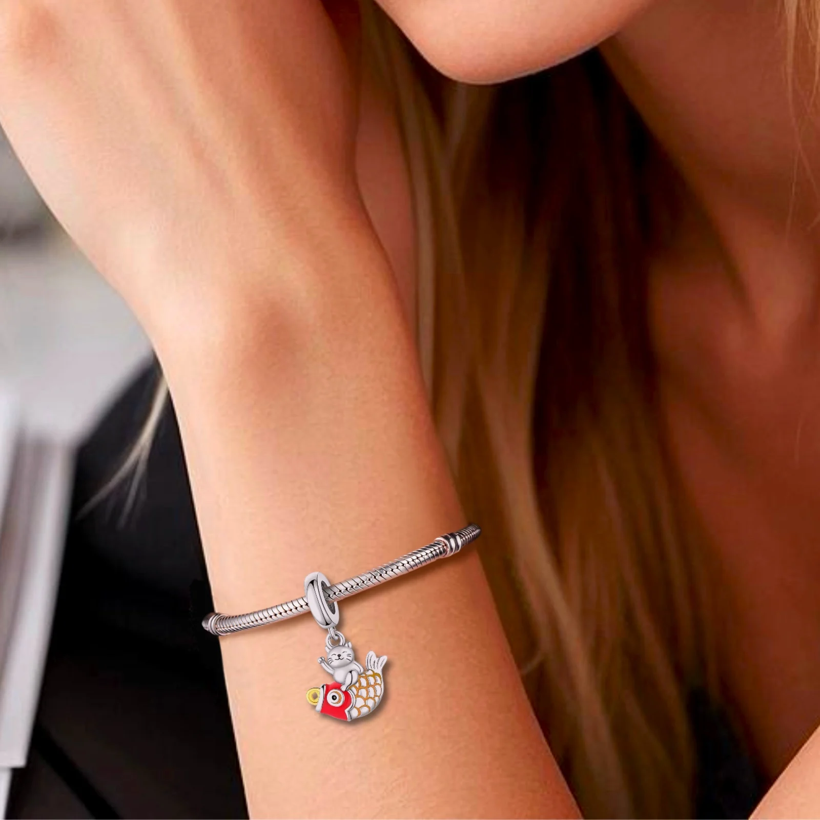 Fit Original Pan Charms Bracelet 100% 925 Sterling Silver Leaping Animal Koi Carp Fish Bead For Making Women Berloque 2023 DIY view 5
