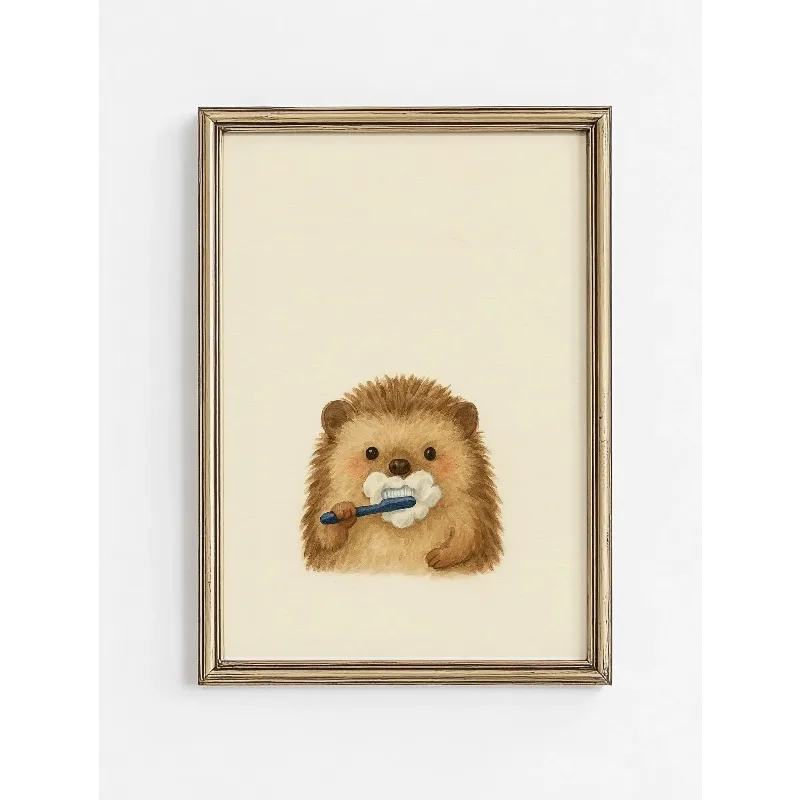 1PC Frameless Cute Animal Bubble Bath Wall Art Cute Bathroom Animal poster Funny Toilet Paper Animal Print Bathtime Bath Poster