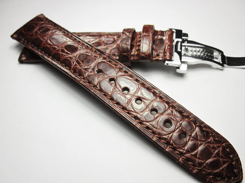 High-end Crocodile Alligator Leather Watch Band Strap for Luxury Watches 19 20mm 21mm 22mm Handmade Butterfly buckle Wristband