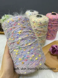 250g/pcs Colorful Dot Mohair Yarn for Knitting Shawl Hat Scarf Sweater Vest Diy Soft Warm Fluffy Medium Thick Thread Purple Pink