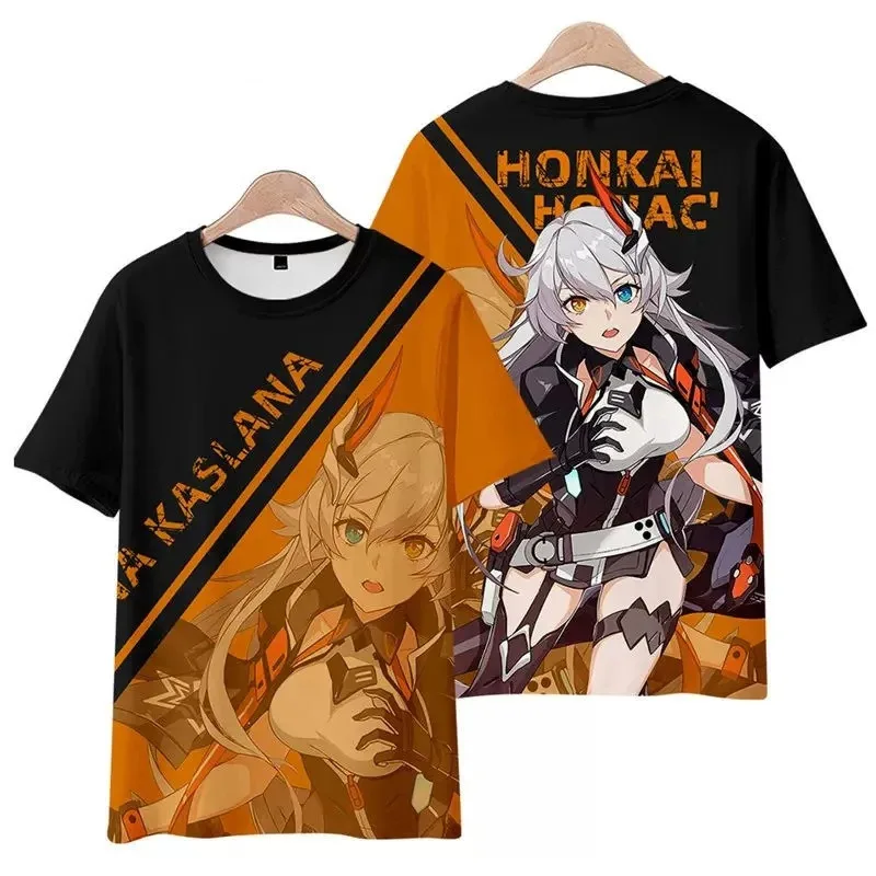 2025Anime Game Honkai Impact 3 COS Kiana Kaslana Elysia Raiden Mei Herrscher of Sentience 2025 Unisex Fashion Trend T-shirt