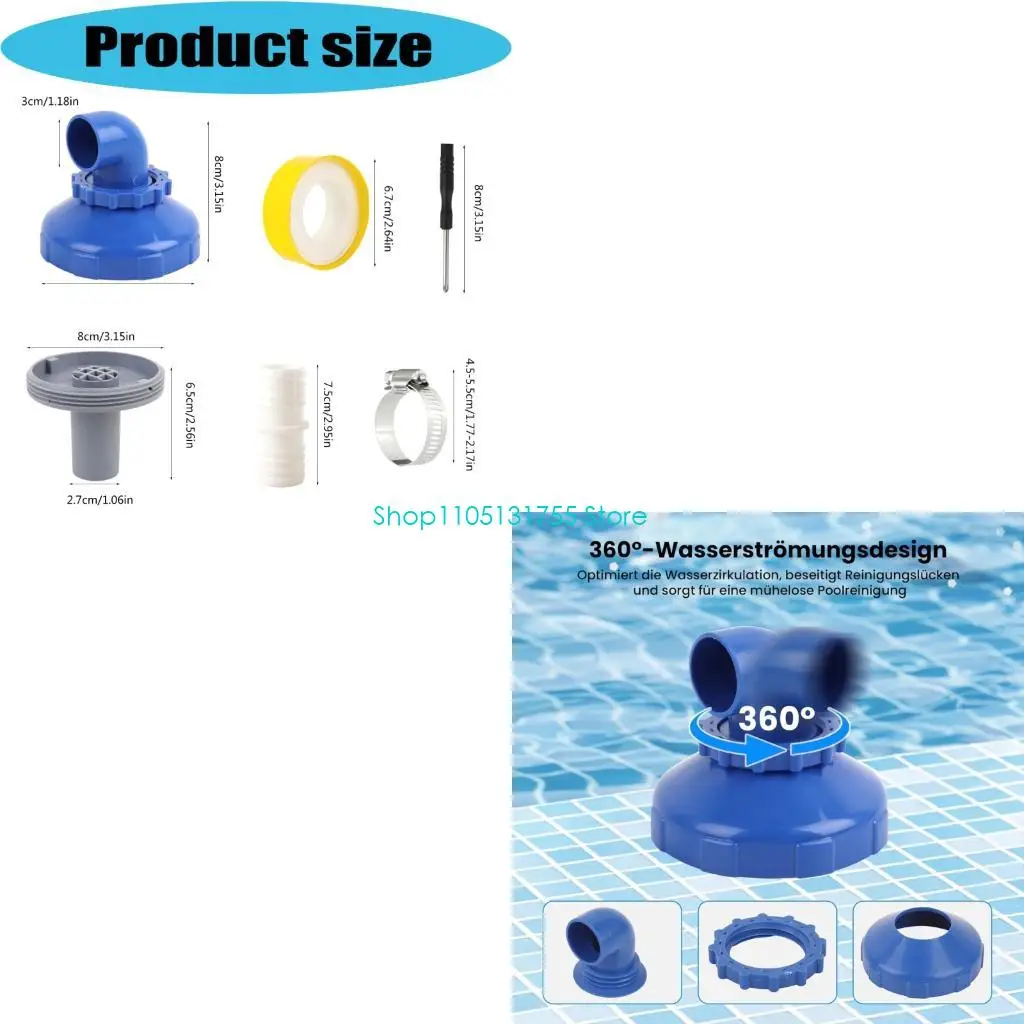 K0EF Adjustable Swimming Pool Jet Nozzle Water Jet Inlet Fitting Set With 360 Degree Rotation For Great Flows Distribution