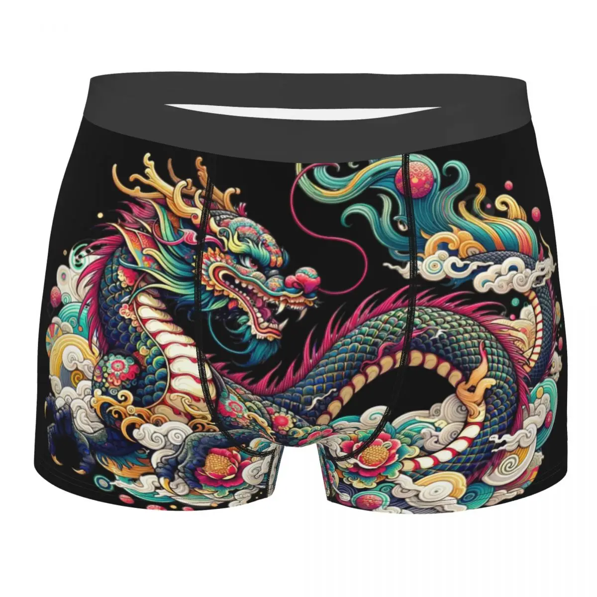 Boxer à motif de dragon chinois pour hommes, sans marque, sous-vêtements respirants, short d'impression 3D, 402, haute qualité, cadeau d'urgence