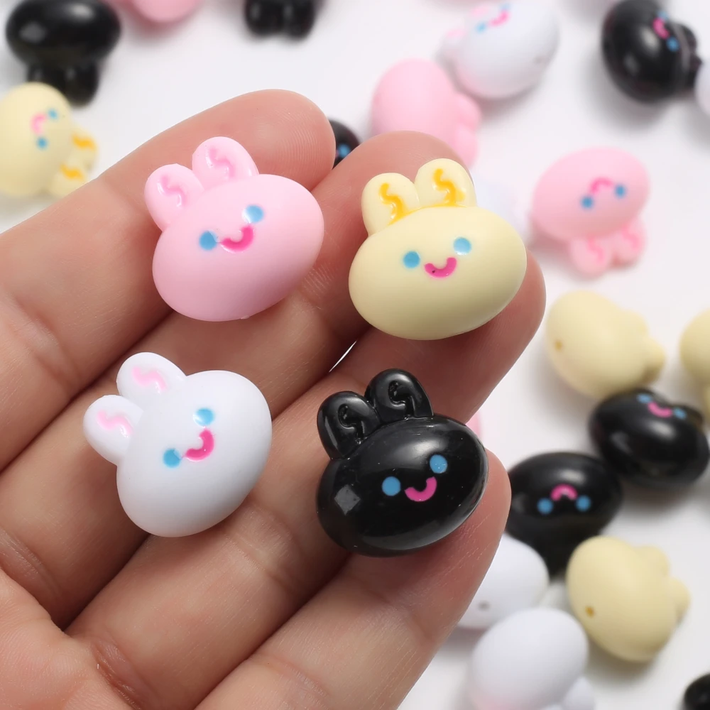 20Pcs 20x20mm Acrylic Animal Beads Cartoon Cute Bunny Loose Beads For Handmade Necklace Bracelet Making DIY Jewelry Accessories