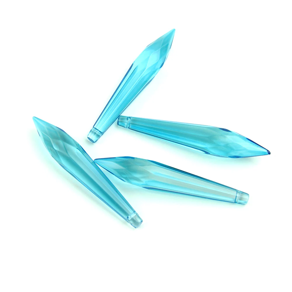 

35pcs/Lot 76mm Aquamarine Color In Multi Cuts Crystal Icicle Prism Crystal U Drop Pendant For Home Decoration