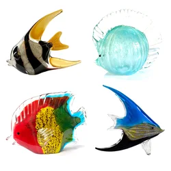6 Types Vivid Crystal Glass Tropical Fish Animal Figurines Hand Blown Glass Craft Modern Sculpture Home Table Decor Xmas Gift