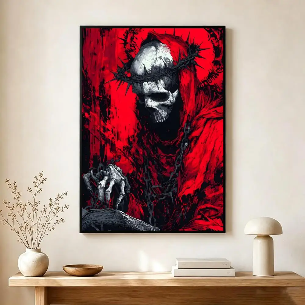A-Abstract Dark Graffiti Fantasy Skull Poster Modern Home Decoration Interior Design & Contemporary Wall Art Collection