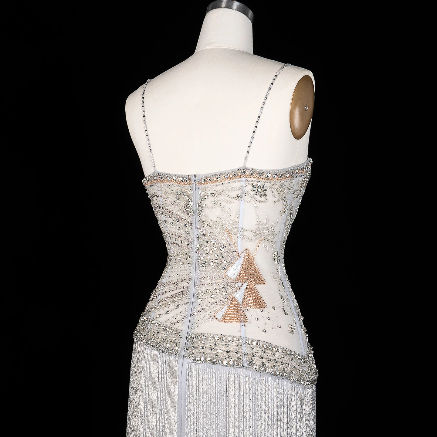Sharon Said Abendkleider Luxus Spaghettiträger Etuikleid Tüll Perlen Quasten Kristalle Dubai Formelles Partykleid SS202 Maßanfertigung – Detail 18