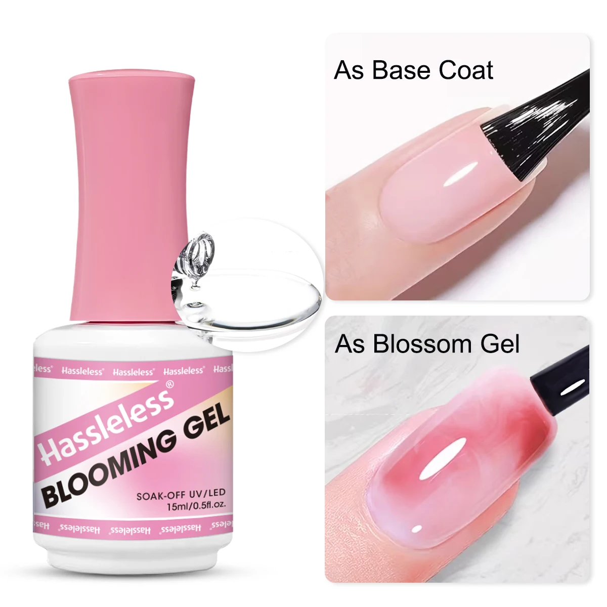 Hassleless 15ml clear gradient flower effect nail polish, soaked and blended with UV gel polish, can create an ink painting styl image 4