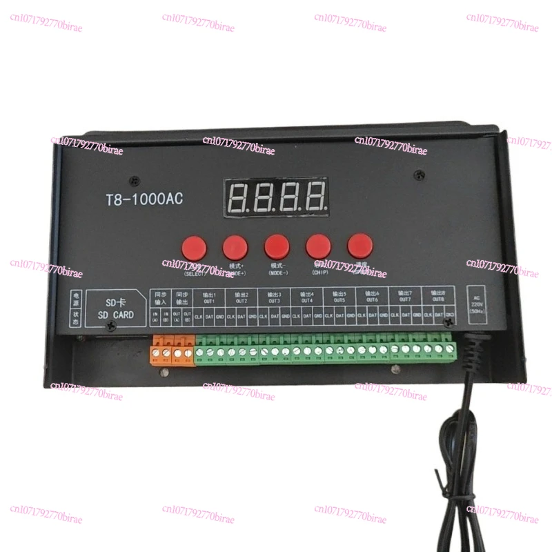 T8-1000AC Programmable Pixel LED Controller 8 CH Digital Strip Dimmer with SD Card & WS2812 Sk6812 for Addressable Neon Lights