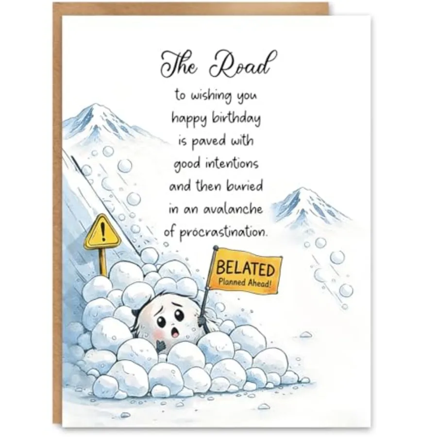 

Funny Belated Birthday Card, Late Birthday Gift, with Kraft Envelope and Gold Seal Sticker